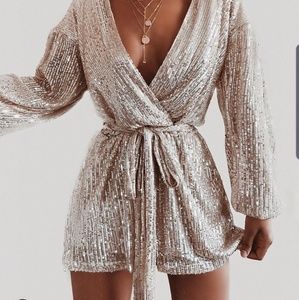 Champagne Sequined Romper